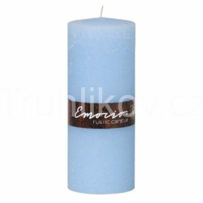 Válcová svíčka 20cm RUSTIC světle modrá Rustic