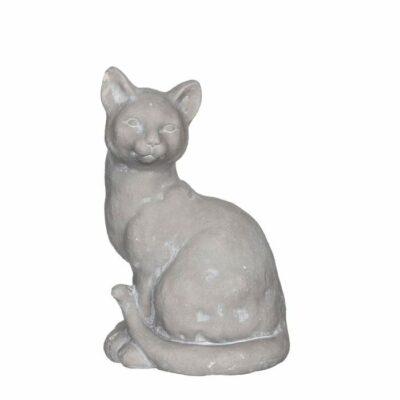 Kočka sedící hliněná 41cm šedá Edelman