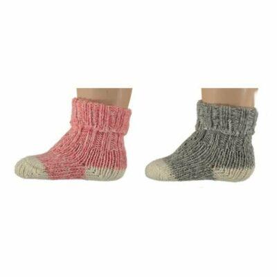 Ponožky dětské šedá/růžová 2ks vel.23-26 vlna Angro