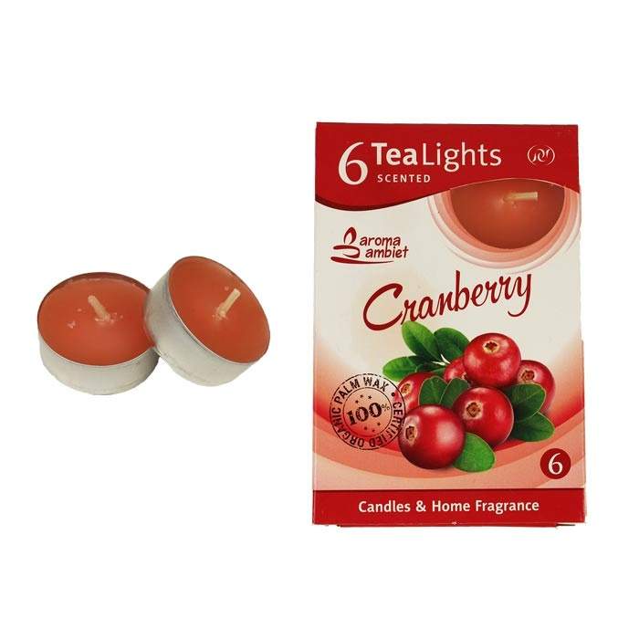 Svíčka čajová vonná Tea Lights 6ks Cranberry Morex