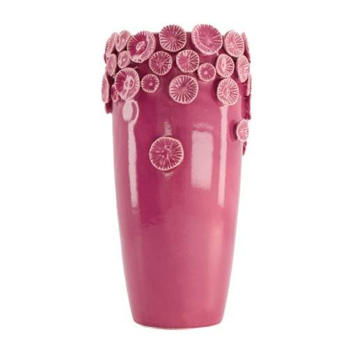 Váza válec kónická dekor plátky citrónu keramika růžová 26cm Dijk