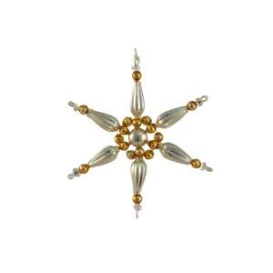 Hvězda perličky stříbrná-zlatá 8cm Rautis