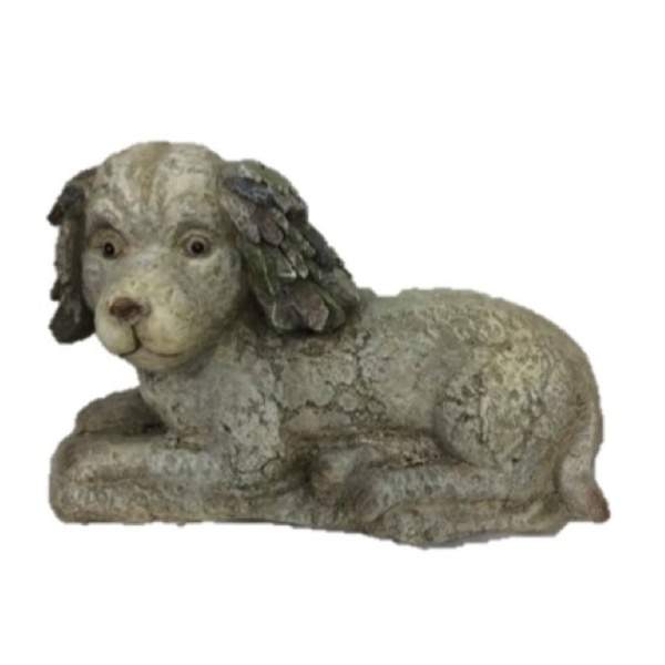 Pes ležící keramika šedá 40cm Piskáček