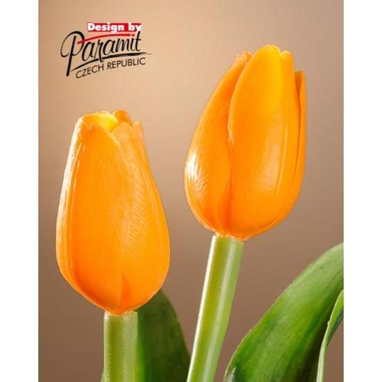 Tulipán řezaný umělý 40cm  oranžový Paramit