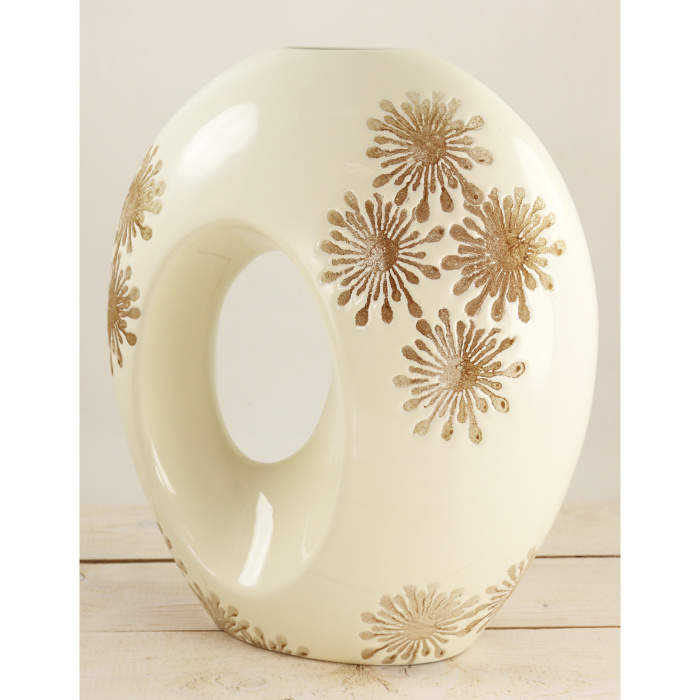 Váza atyp s otvorem dekor sedmikrásky keramika 35cm Goldbach