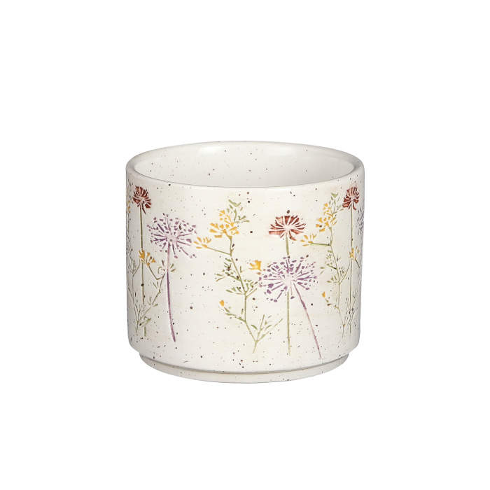 Květináč kulatý dekor květy keramika bílá 12cm Edelman