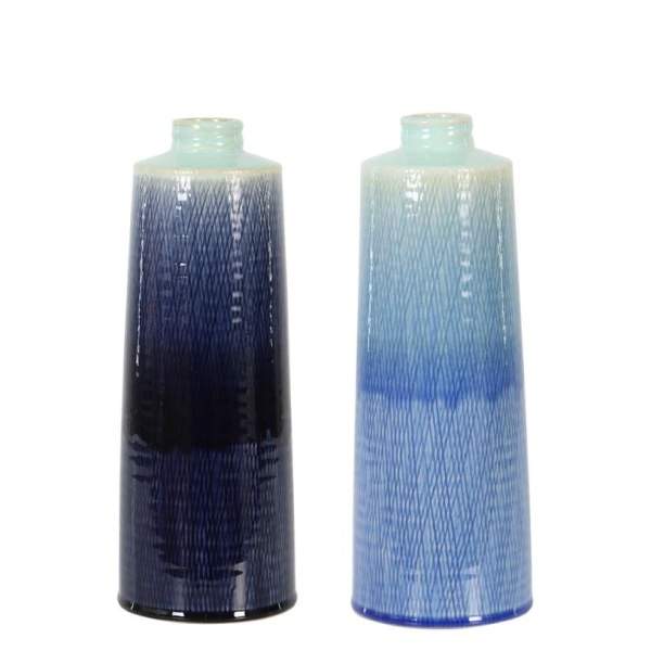 Váza válec úzké hrdlo keramika modrá mix 34