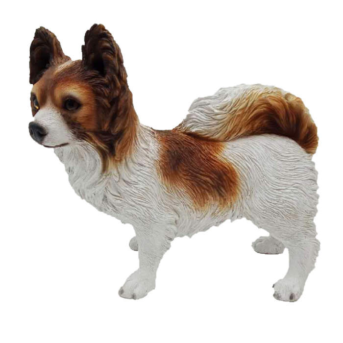 Pes Čivava stojící OUTDOOR polyresin bílo-hnědá 28