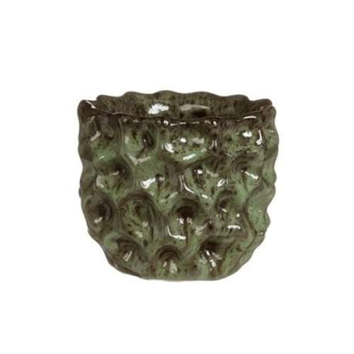 Obal kulatý DENTED keramika glazovaný zelená 11cm Ideas 4 seasons