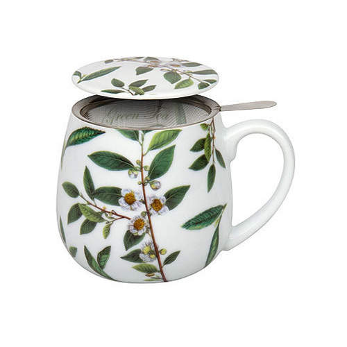 Hrnek buclák se sítkem a víčkem GREEN TEA porcelán 420ml Mug shop