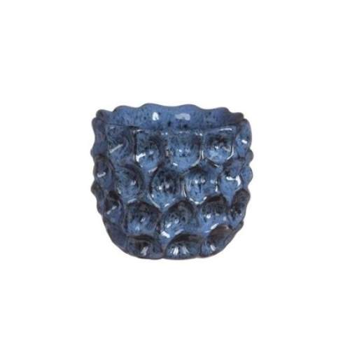 Obal kulatý DENTED keramika glazovaný modrá 8cm Ideas 4 seasons