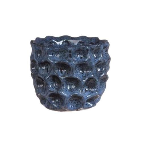 Obal kulatý DENTED keramika glazovaný modrá 13cm Ideas 4 seasons