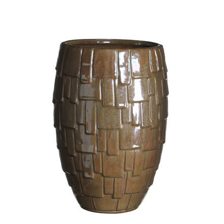 Váza oválná keramika hnědá perleť 30cm Edelman
