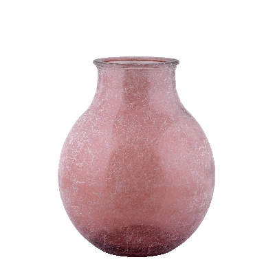 Váza kulatá sklo růžová 36cm EgoDekor