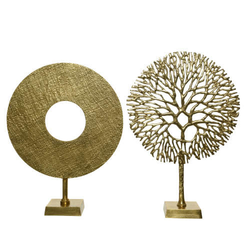 Dekorace kruh nebo strom na podstavci zlatá 50cm Kaemingk