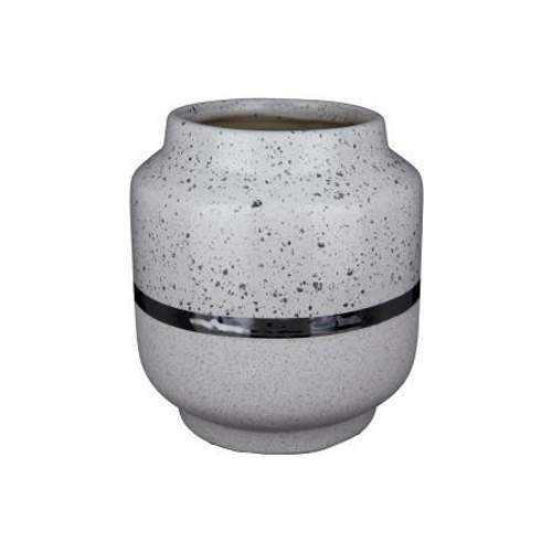 Váza kulatá úzké hrdlo keramika bílo-šedá 16cm Gilde handwerk