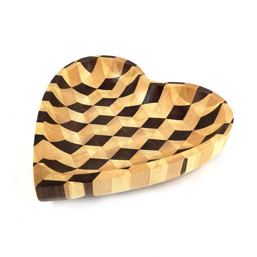 Miska tvar srdce dekor mozaika dřevo 25cm Amadea