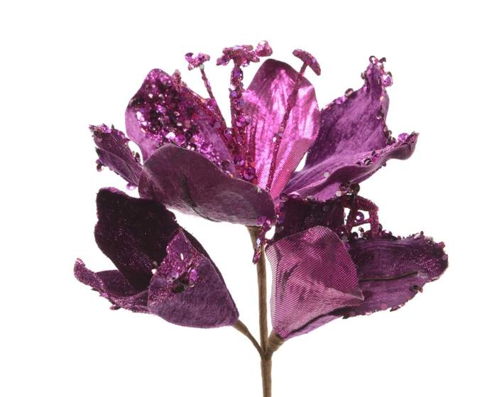 Amaryllis květ umělý na klipu fialový Kaemingk