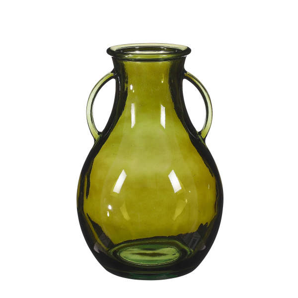 Skleněná váza s uchy zelená 32cm Edelman