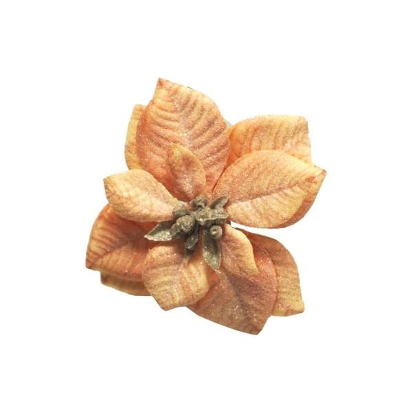 Poinsettia ODA květ na klipu umělá oranžová 11cm Nova Nature