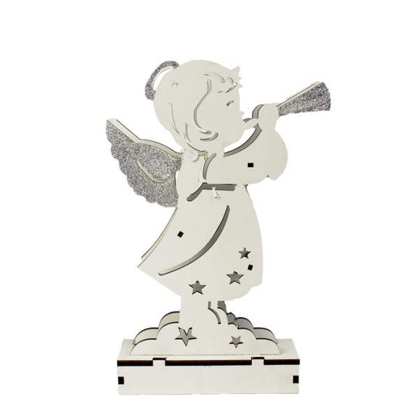 Anděl svíticí kovový bílý/stříbrný 25cm Morex