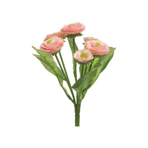Sedmikráska trs umělá 6 květů růžová 20cm Nova Nature