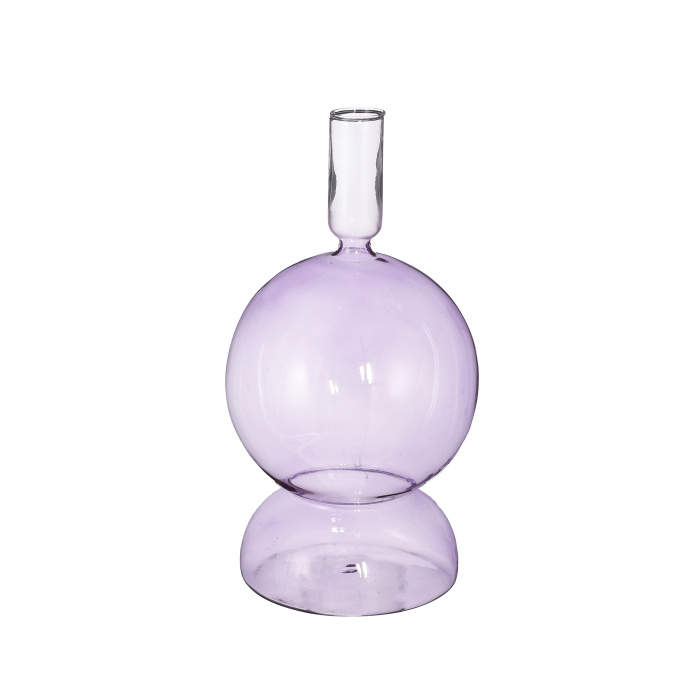 Váza skleněná baňka NISA na 1 květ purpurová 25cm Edelman