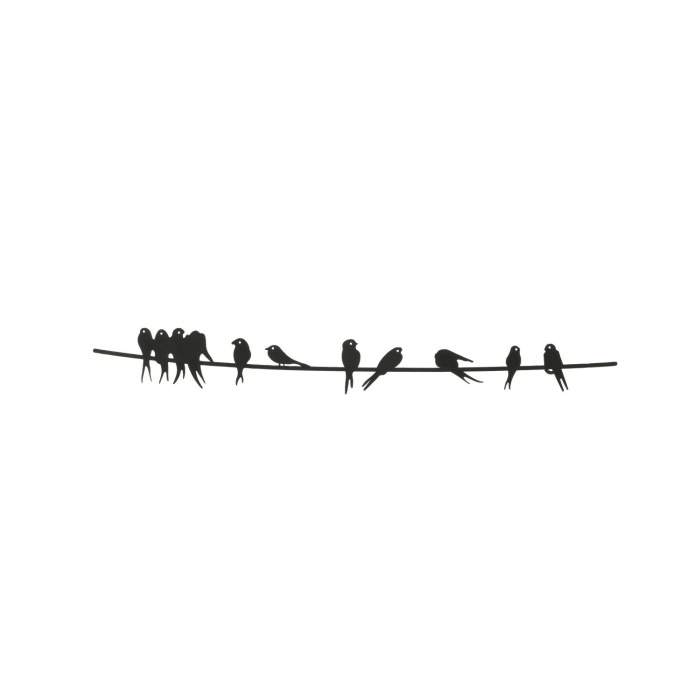 Dekorace na zeď kovová ptáci na drátě černá 60cm Kaemingk