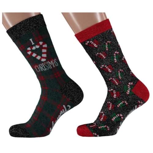Ponožky dámské lízátka 2ks vel.36-41 červeno-černá Angro