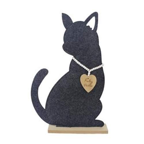 Dekorace kočka na podstavci filc černá 45cm Morex