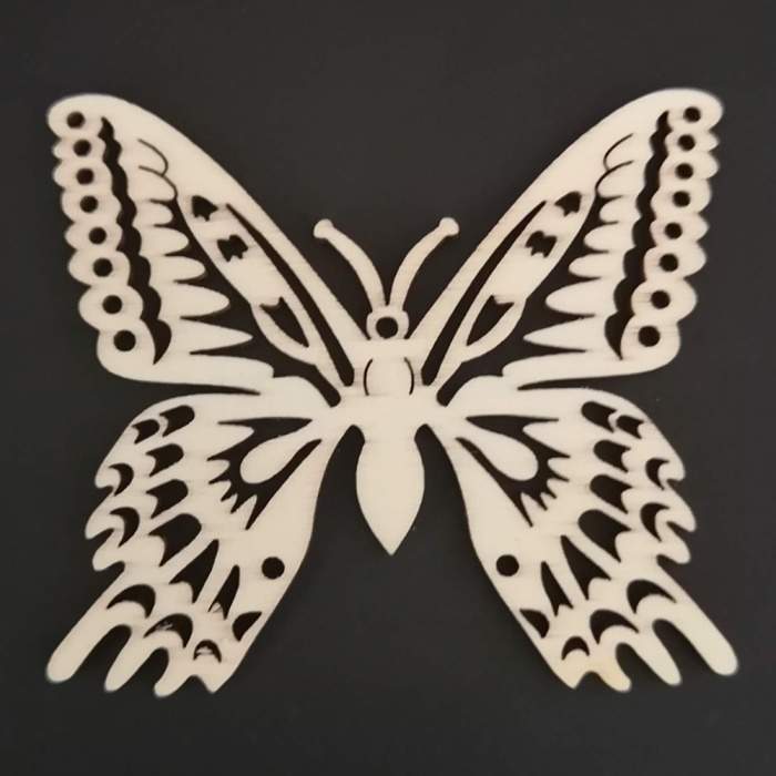 Ozdoba dřevěný  motýl přírodní 6cm Amadea