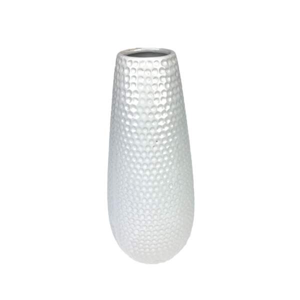 Váza keramická válcová s důlky bílá 24