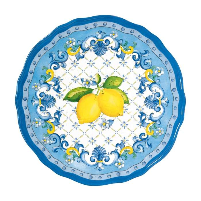 Talíř dezertní porcelánový SORRENTO bílo-modrý 23cm POZZI MILANO