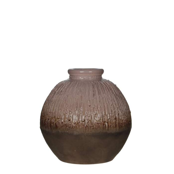 Keramická váza kulatá drápaná hnědá 25cm Edelman