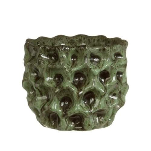 Obal kulatý DENTED keramika glazovaný zelená 13cm Ideas 4 seasons