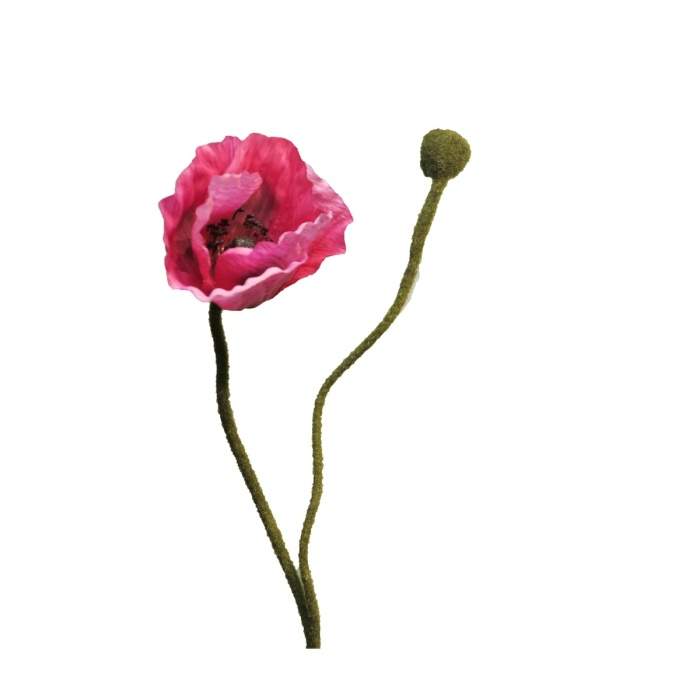 Vlčí mák RHOEAS řezaný umělý tm.růžový květ a poupě 60cm Nova Nature