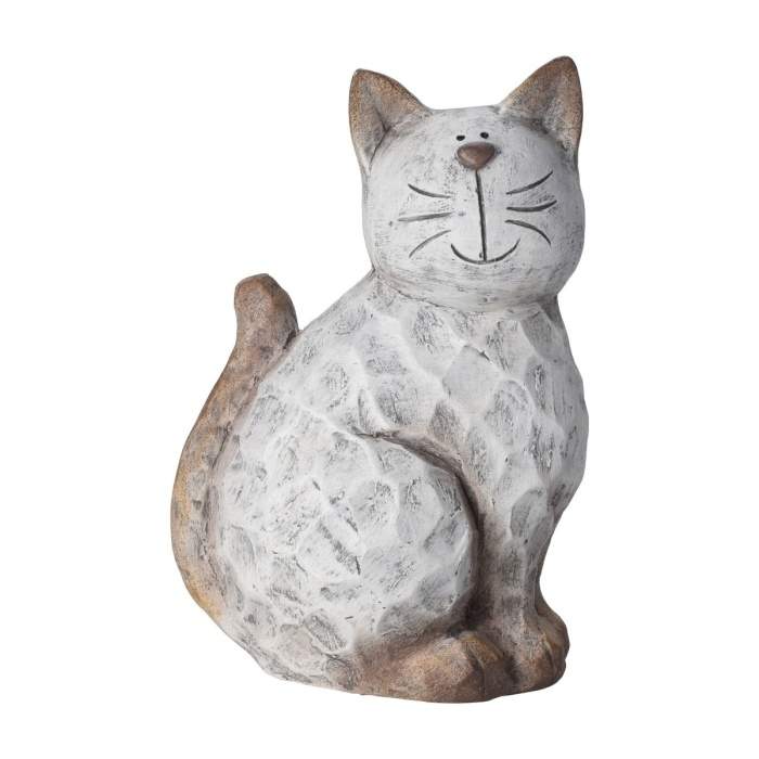 Kočka sedící keramická šedá 32cm Koopman