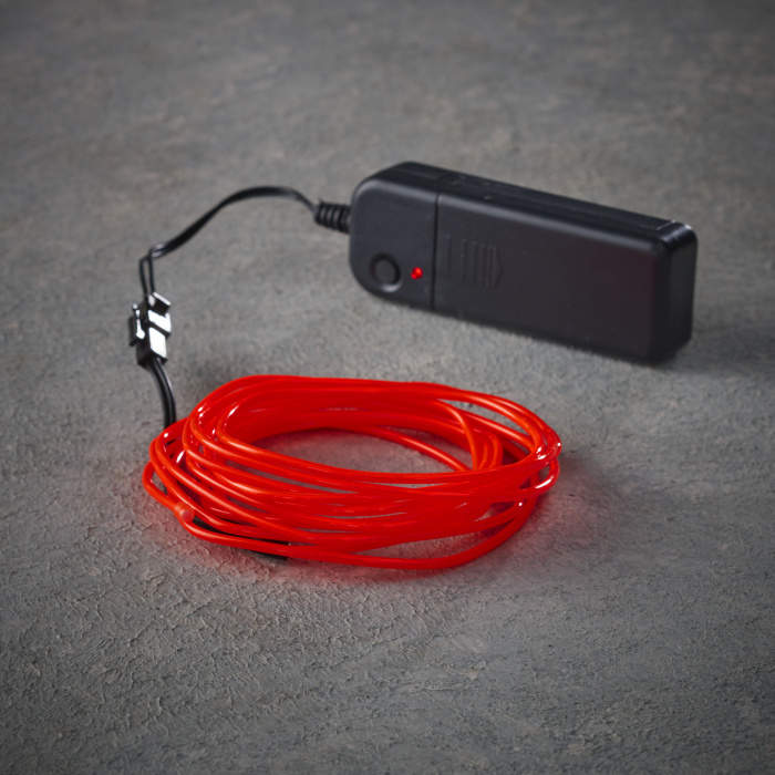 Svítící neonový drát LED na baterie červený 275cm Edelman