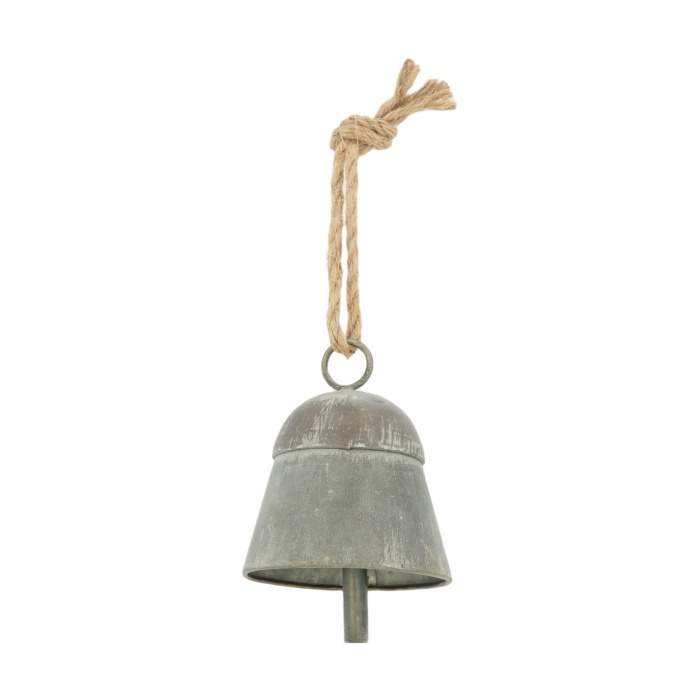 Ozdoba pozinkový zvonek šedá patina 16cm Dijk