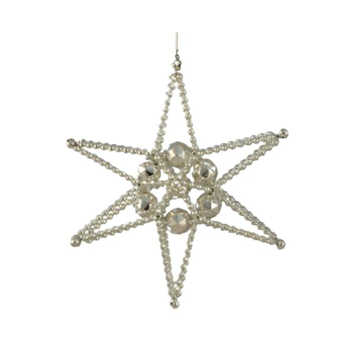Hvězda perličky stříbrná 16cm Rautis