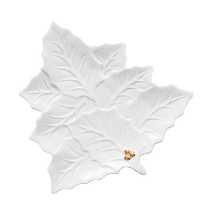 Talíř strom servírovací porcelánový HOLLY & BERRIES bílý 30cm POZZI MILANO