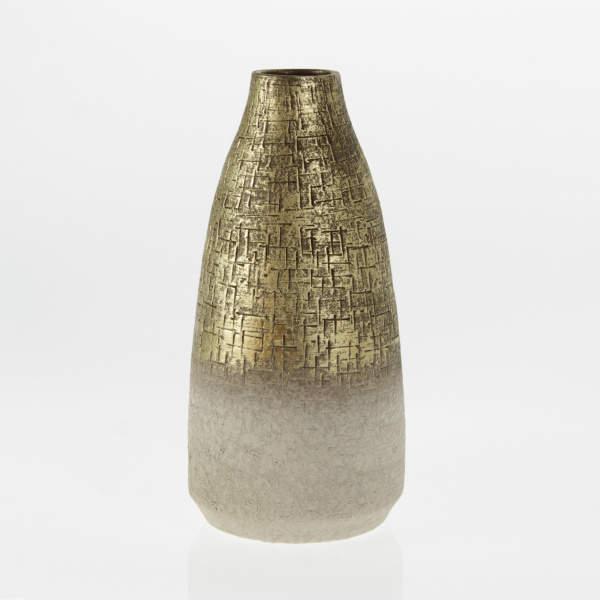 Váza kónická úzké hrdlo  keramika zlatá 33cm Goldbach