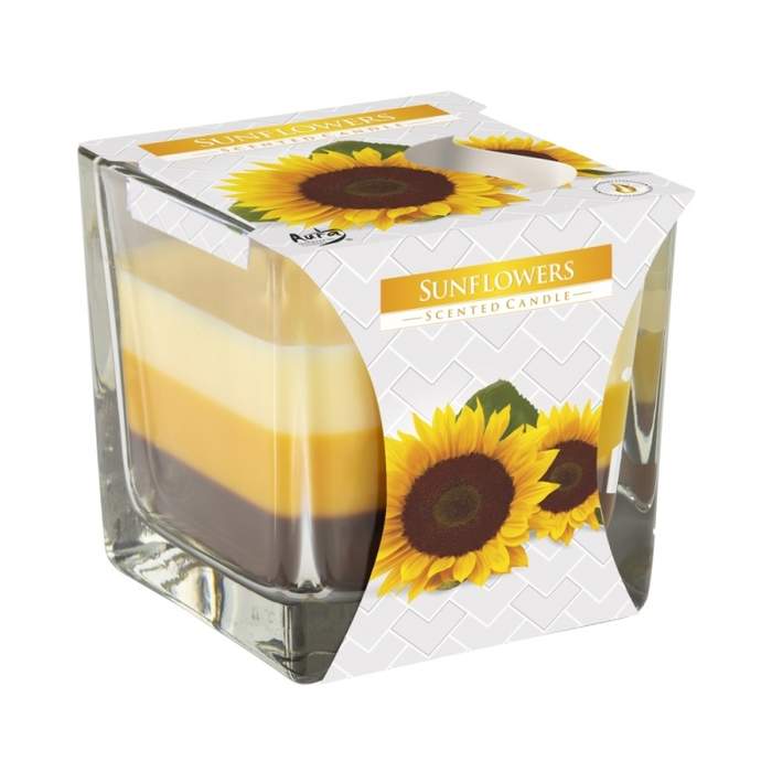 Svíčka vonná ve skle Sunflowers tříbarevná 8cm Z-TRADE