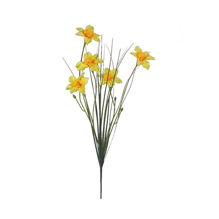 Narcis 5 květů umělý žlutý 73cm Edelman