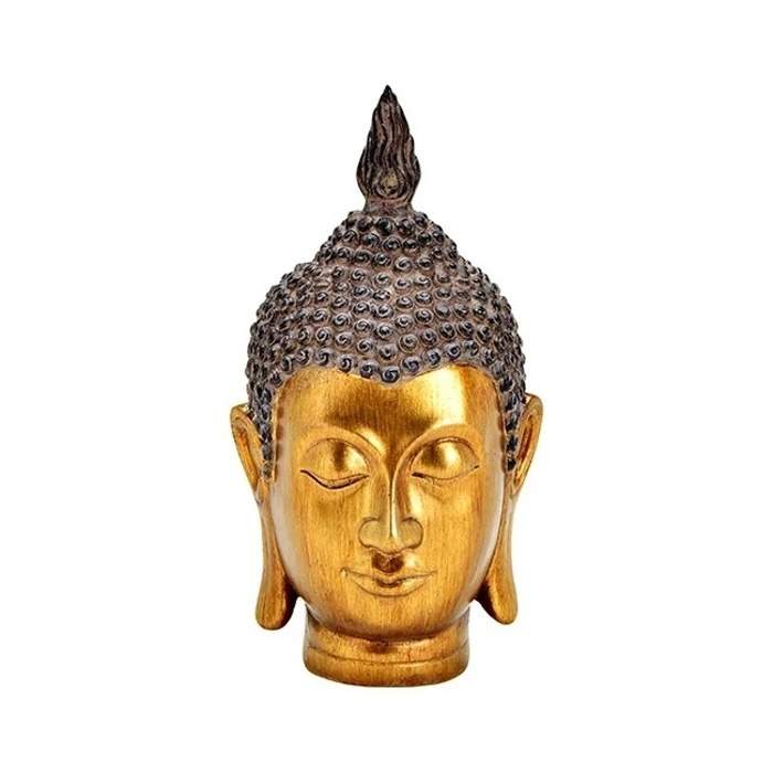 Buddha hlava polyresinová hnědo-zlatá 24cm Wurm G.