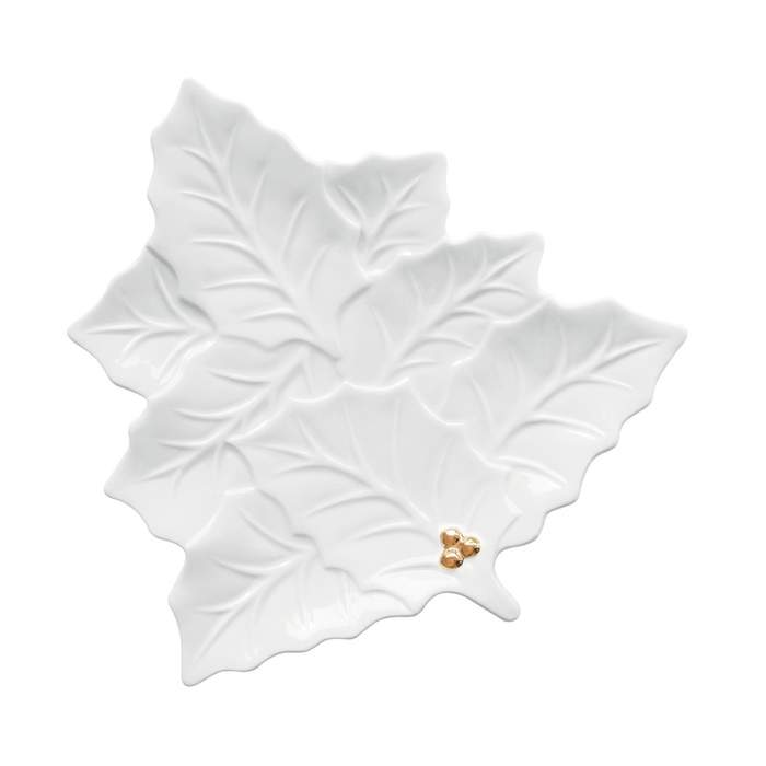Talíř strom servírovací porcelánový HOLLY & BERRIES bílý 22cm POZZI MILANO