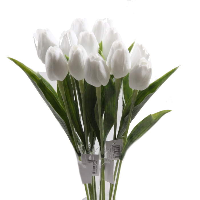 Tulipán řezaný umělý 40cm bílý Edwilan